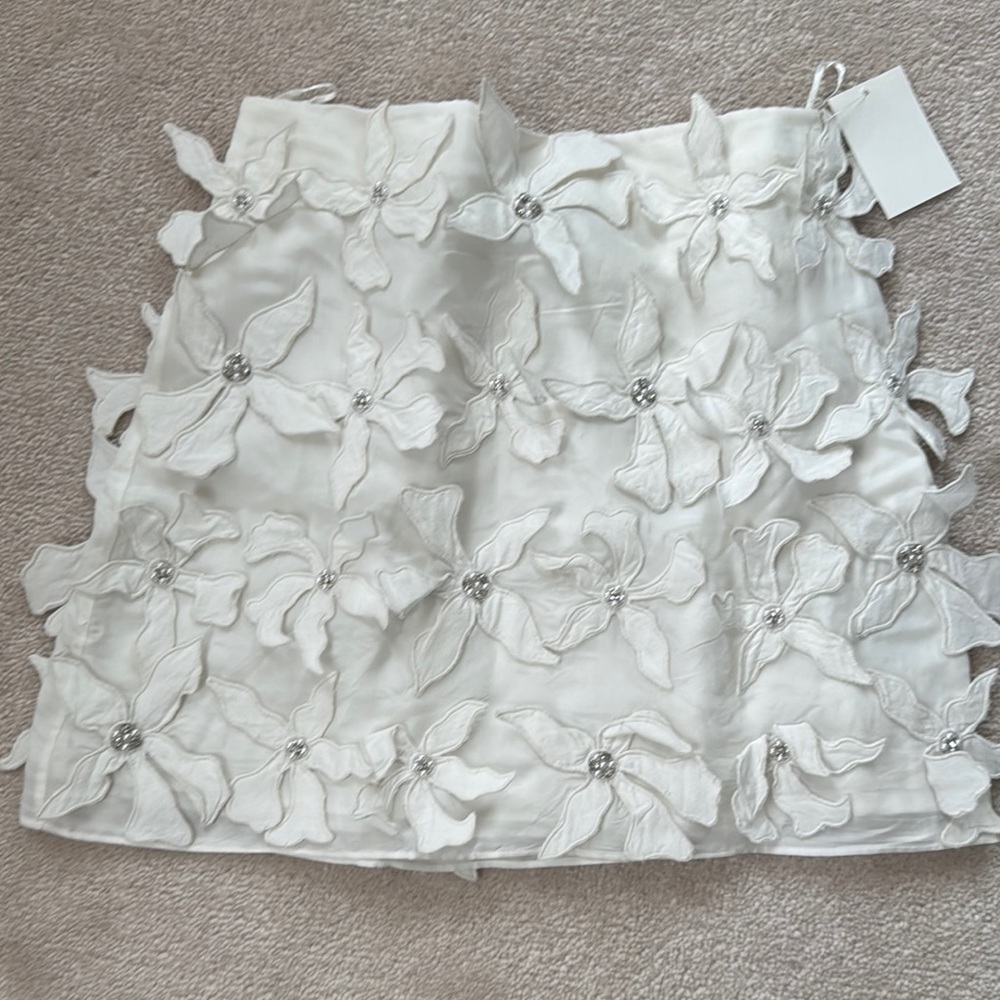 Zara White Embellished Bubble Mini Skirt